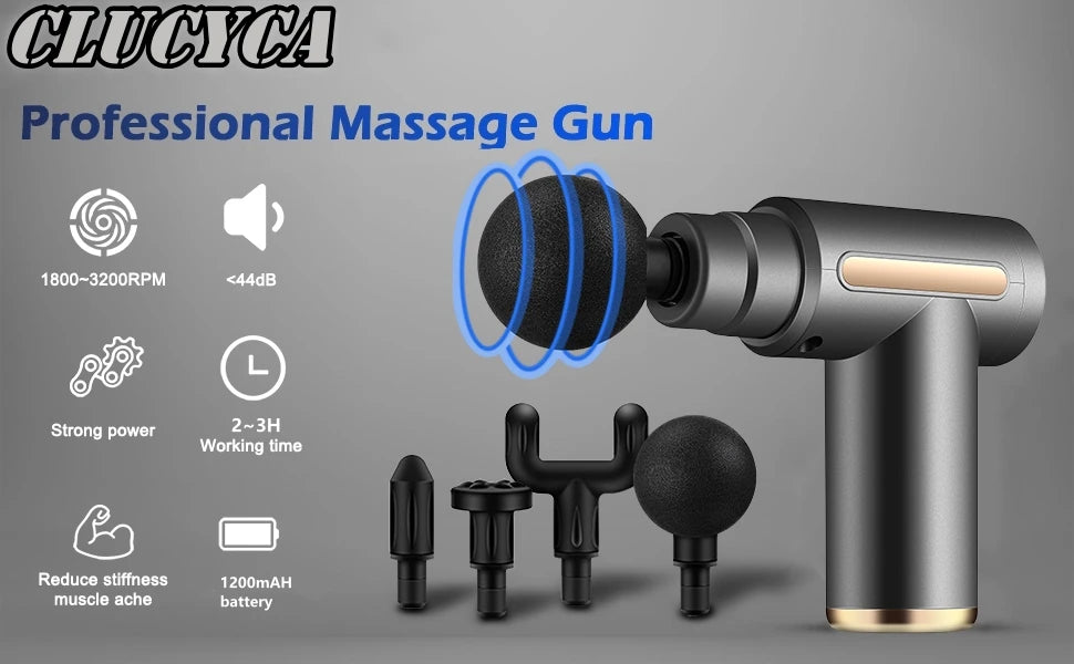 6 Speeds Portable Massage Gun With 4 Heads