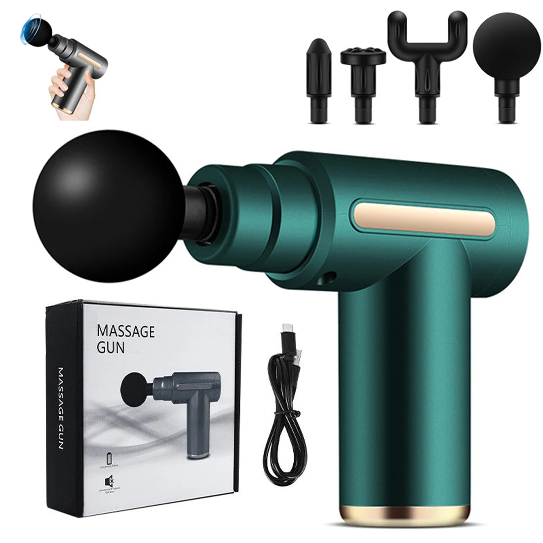 6 Speeds Portable Massage Gun With 4 Heads