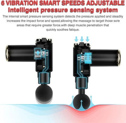 6 Speeds Portable Massage Gun With 4 Heads